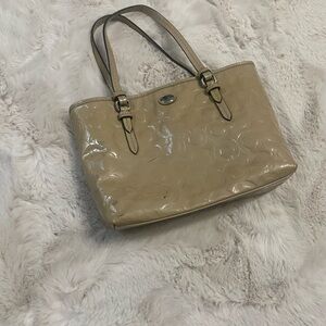 Coach Tan Leather Tote with Glossy Finish